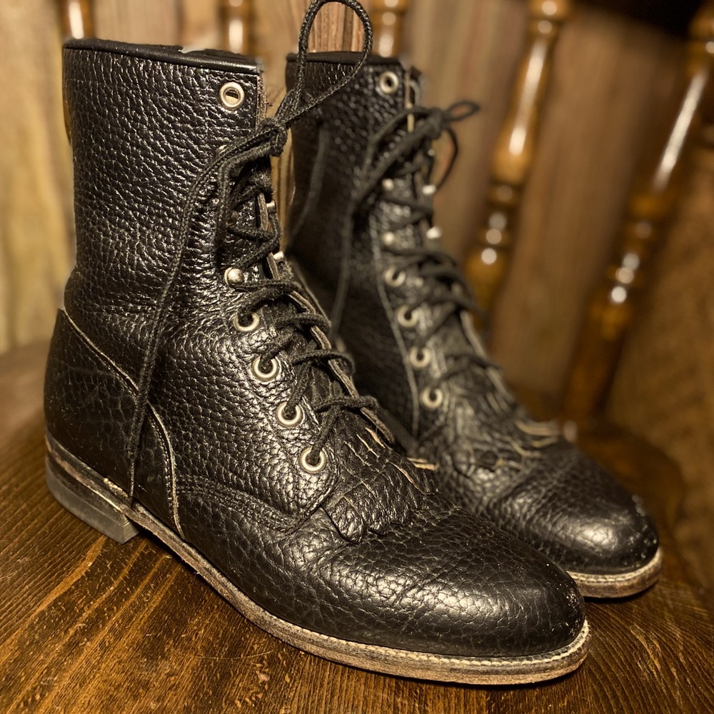 Black Justin Bullhide Roper Boots